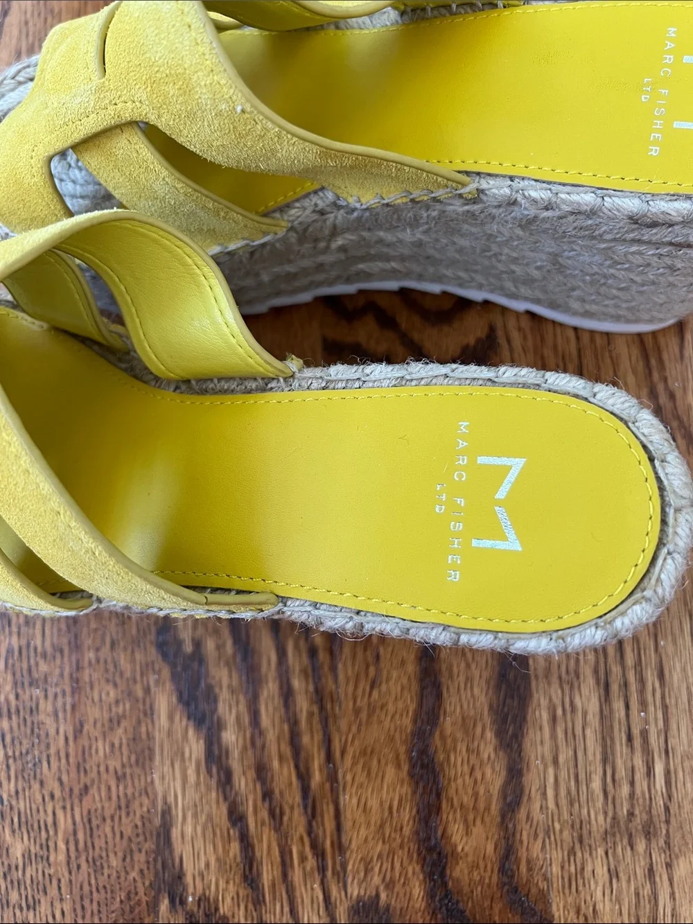 Marc Fisher Bright Yellow Espadrille Platform Slides-NWT